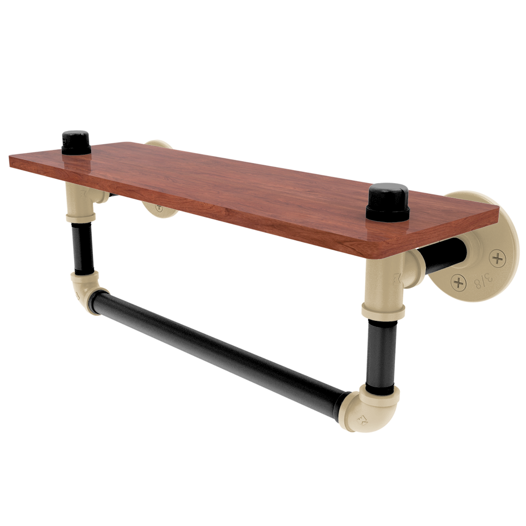 Collegiate Collection Wood Shelf with Towel Bar West Lafayette Black and Gold Edition