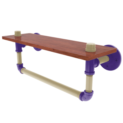 Collegiate Collection Wood Shelf with Towel Bar Seattle Purple and Gold Edition