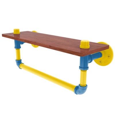 Collegiate Collection Wood Shelf with Towel Bar Westwood Blue and Gold Edition