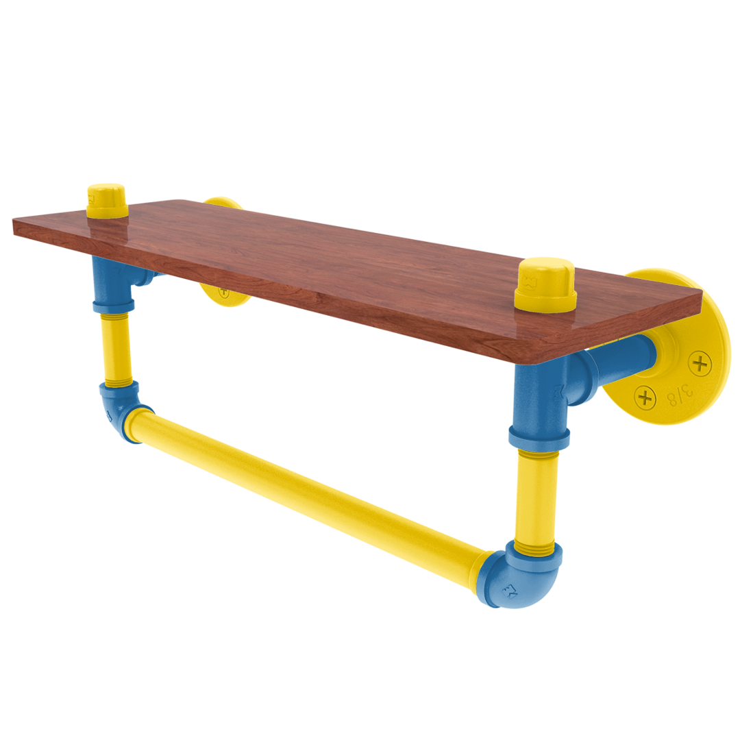 Collegiate Collection Wood Shelf with Towel Bar Westwood Blue and Gold Edition