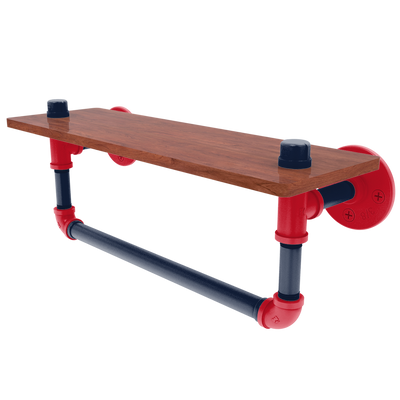 Collegiate Collection Wood Shelf with Towel Bar Oxford Red and Navy Edition