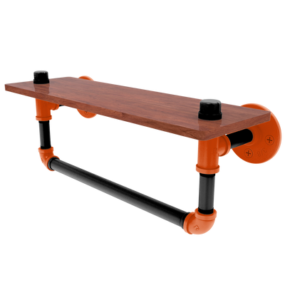 Collegiate Collection Wood Shelf with Towel Bar Corvallis Orange and Black Edition
