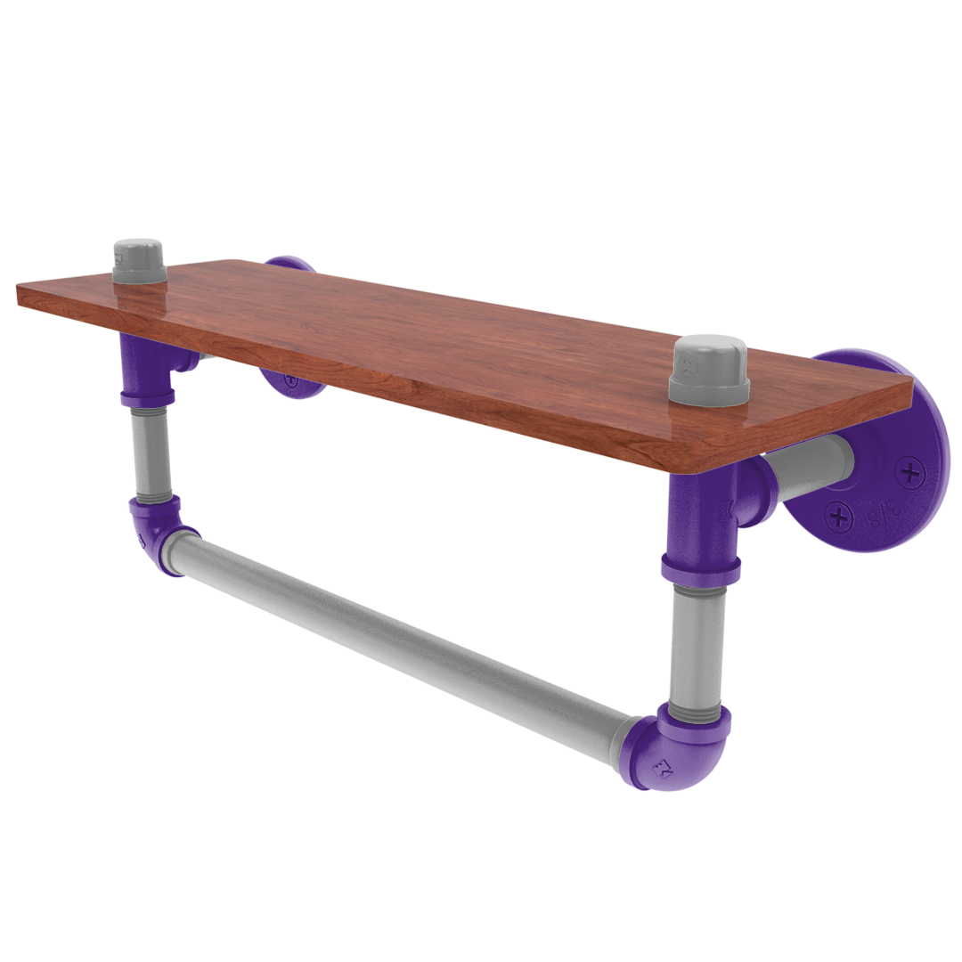 Collegiate Collection Wood Shelf with Towel Bar Flint Hills Purple and Silver Edition