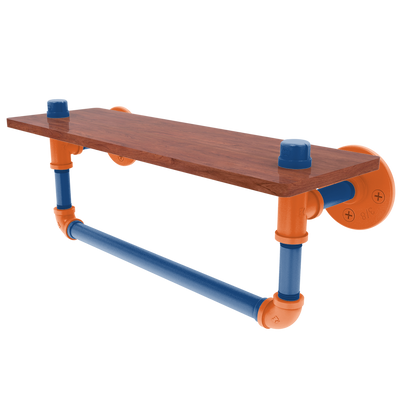 Collegiate Collection Wood Shelf with Towel Bar Treasure Valley Blue and Orange Edition