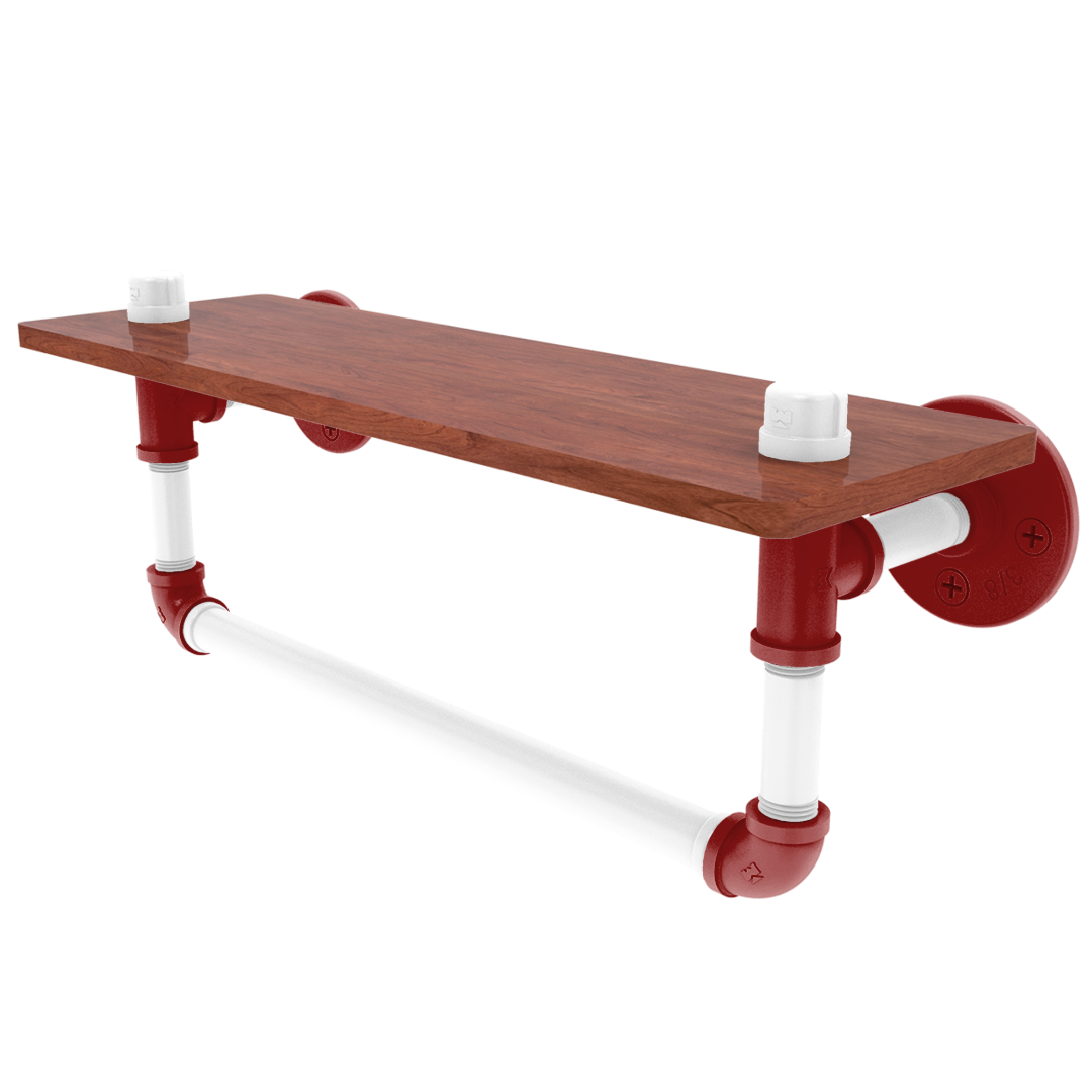 Collegiate Collection Wood Shelf with Towel Bar Silicon Valley Red and White Edition