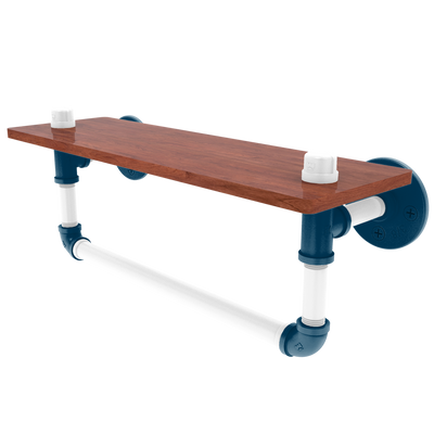 Collegiate Collection Wood Shelf with Towel Bar Hartford Blue and White Edition
