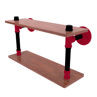 Collegiate Collection Wood Double Shelf Athens Red and Black Edition