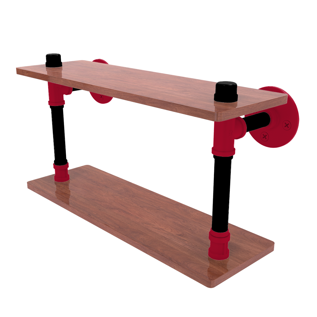 Collegiate Collection Wood Double Shelf Athens Red and Black Edition