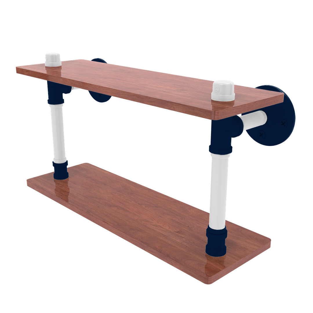 Collegiate Collection Wood Double Shelf Keystone State Blue and White Edition