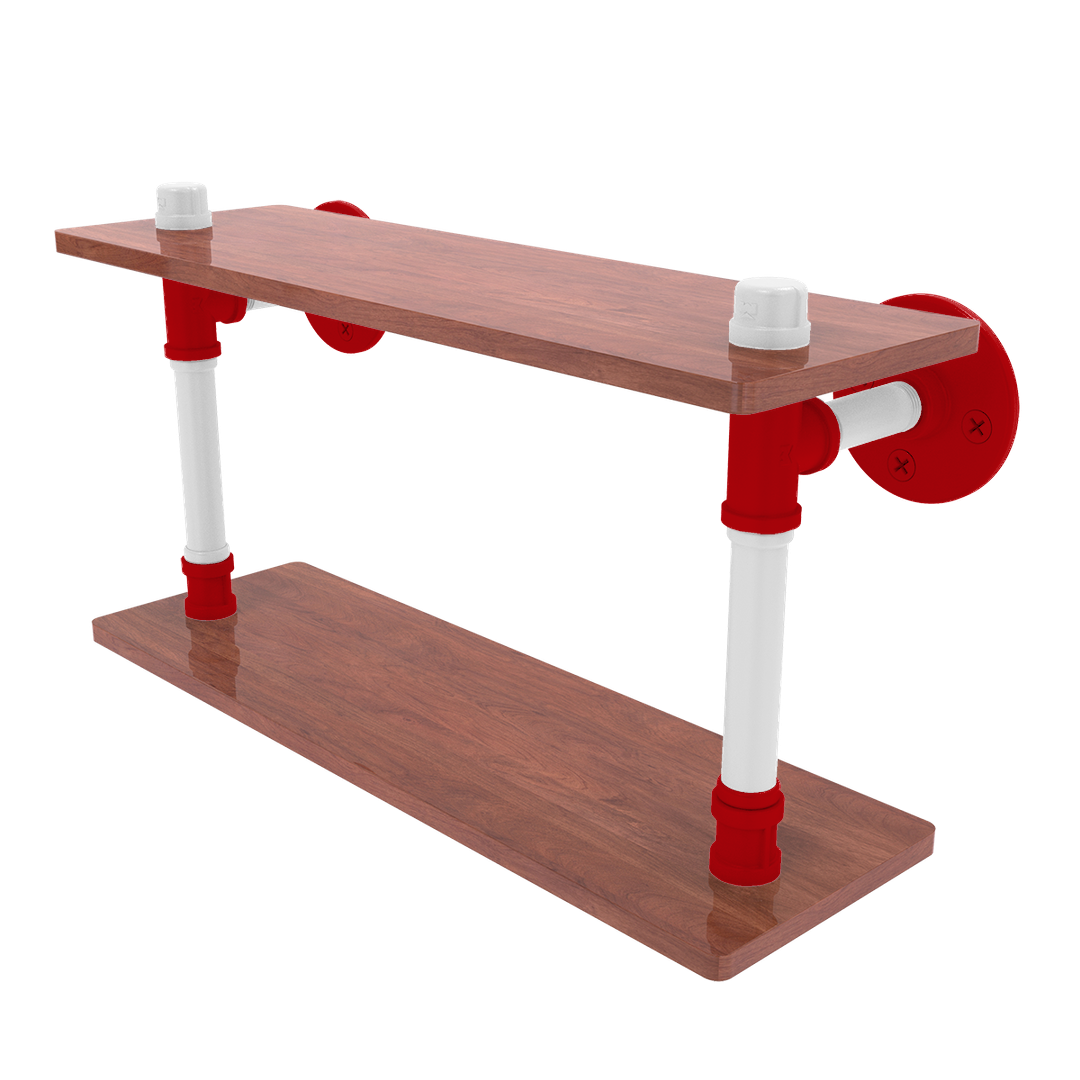 Collegiate Collection Wood Double Shelf Badger State Red and White Edition