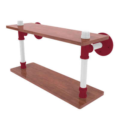 Collegiate Collection Wood Double Shelf Fayetteville Red and White Edition