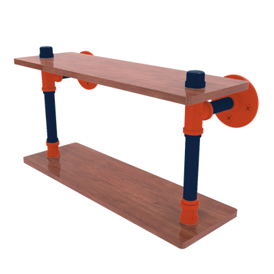 Collegiate Collection Wood Double Shelf Champaign Orange and Blue Edition