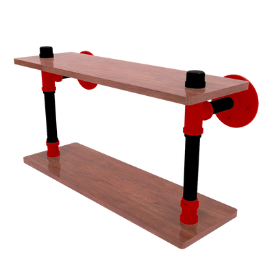 Collegiate Collection Wood Double Shelf Lubbock Red and Black Edition