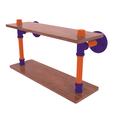 Collegiate Collection Wood Double Shelf Foothills Orange and Purple Edition