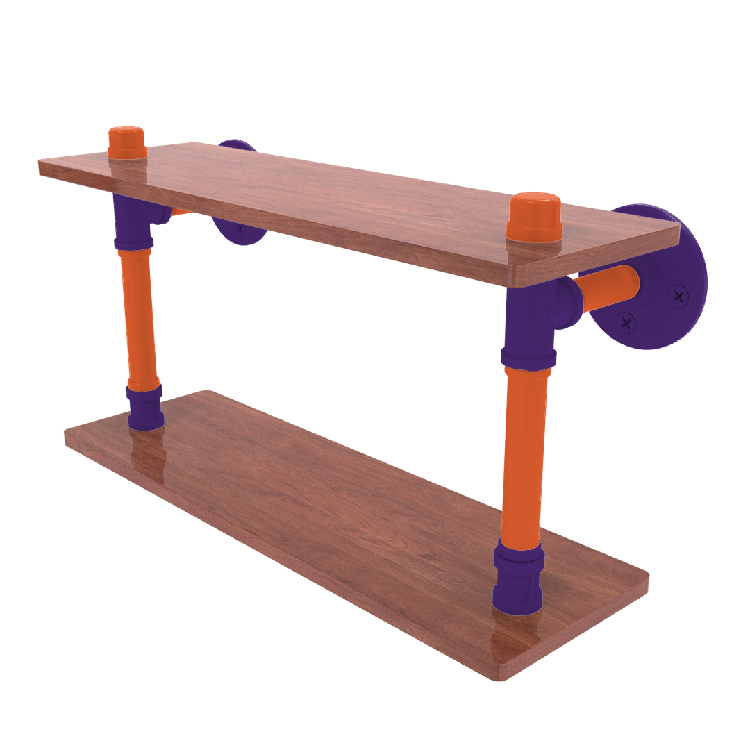 Collegiate Collection Wood Double Shelf Foothills Orange and Purple Edition