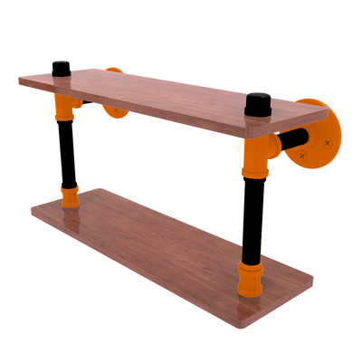 Collegiate Collection Wood Double Shelf Stillwater Orange and Black Edition