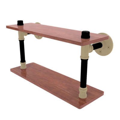 Collegiate Collection Wood Double Shelf West Lafayette Black and Gold Edition