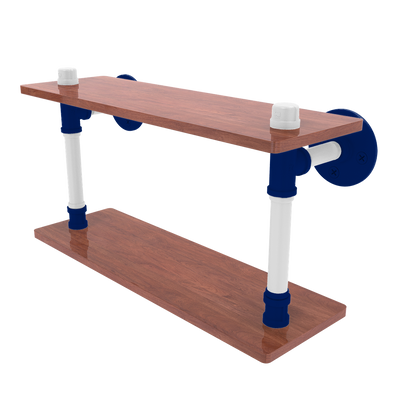 Collegiate Collection Wood Double Shelf Durham Blue and White Edition