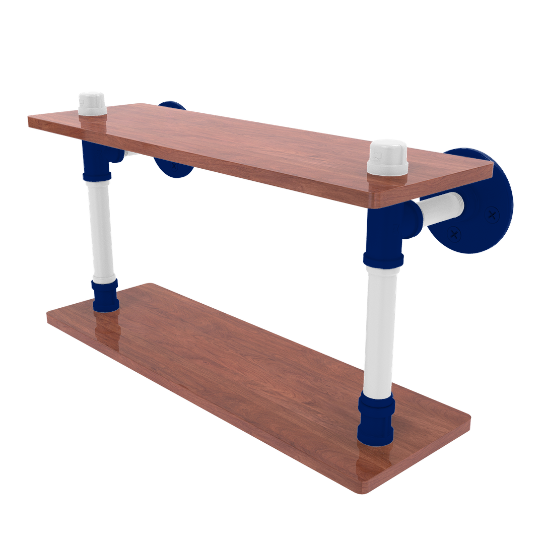 Collegiate Collection Wood Double Shelf Durham Blue and White Edition