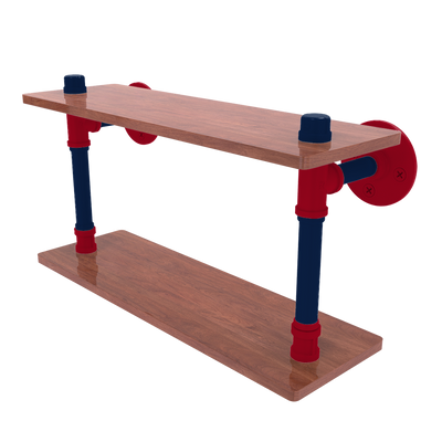 Collegiate Collection Wood Double Shelf Tucson Red and Blue Edition