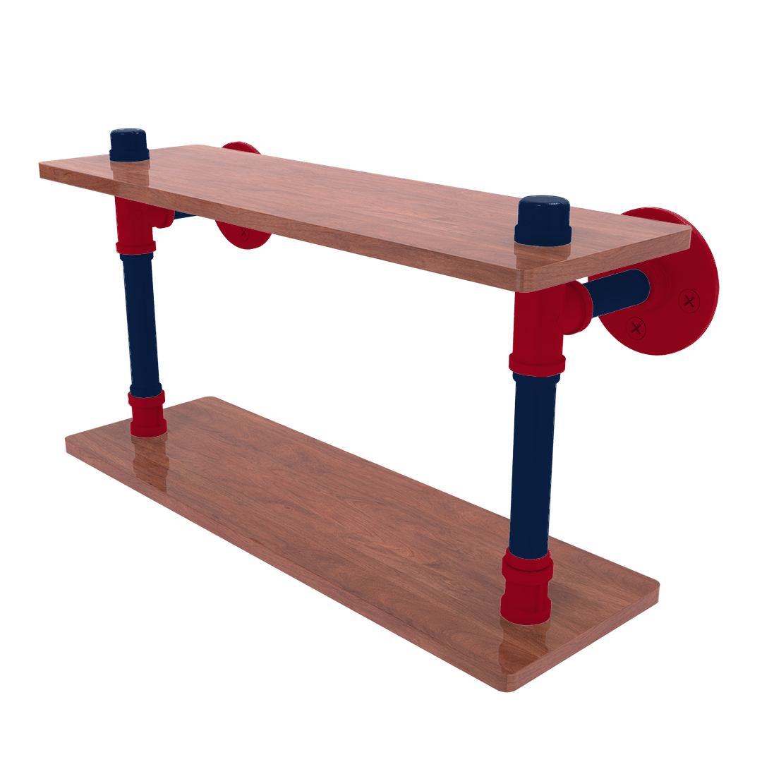 Collegiate Collection Wood Double Shelf Tucson Red and Blue Edition