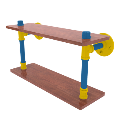 Collegiate Collection Wood Double Shelf Westwood Blue and Gold Edition