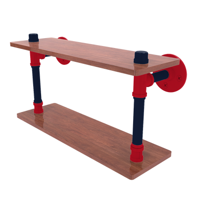Collegiate Collection Wood Double Shelf Oxford Red and Navy Edition