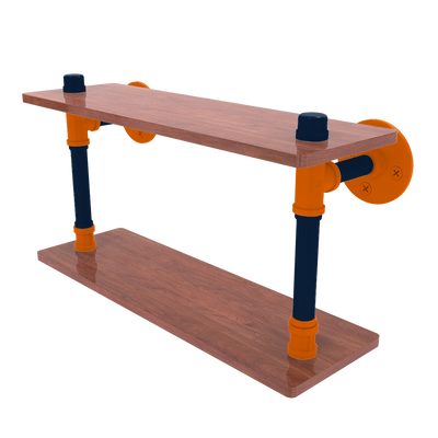 Collegiate Collection Wood Double Shelf Upstate New York Orange and Navy Edition