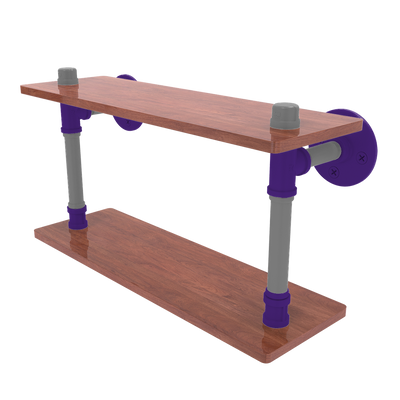 Collegiate Collection Wood Double Shelf Flint Hills Purple and Silver Edition