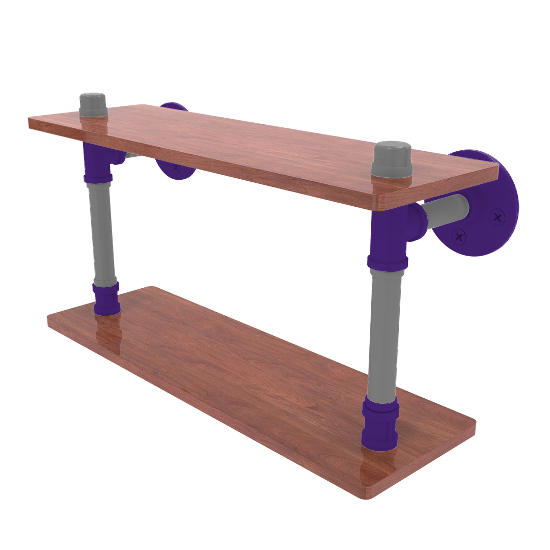 Collegiate Collection Wood Double Shelf Flint Hills Purple and Silver Edition
