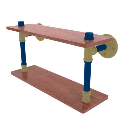 Collegiate Collection Wood Double Shelf Atlanta Gold and White Edition