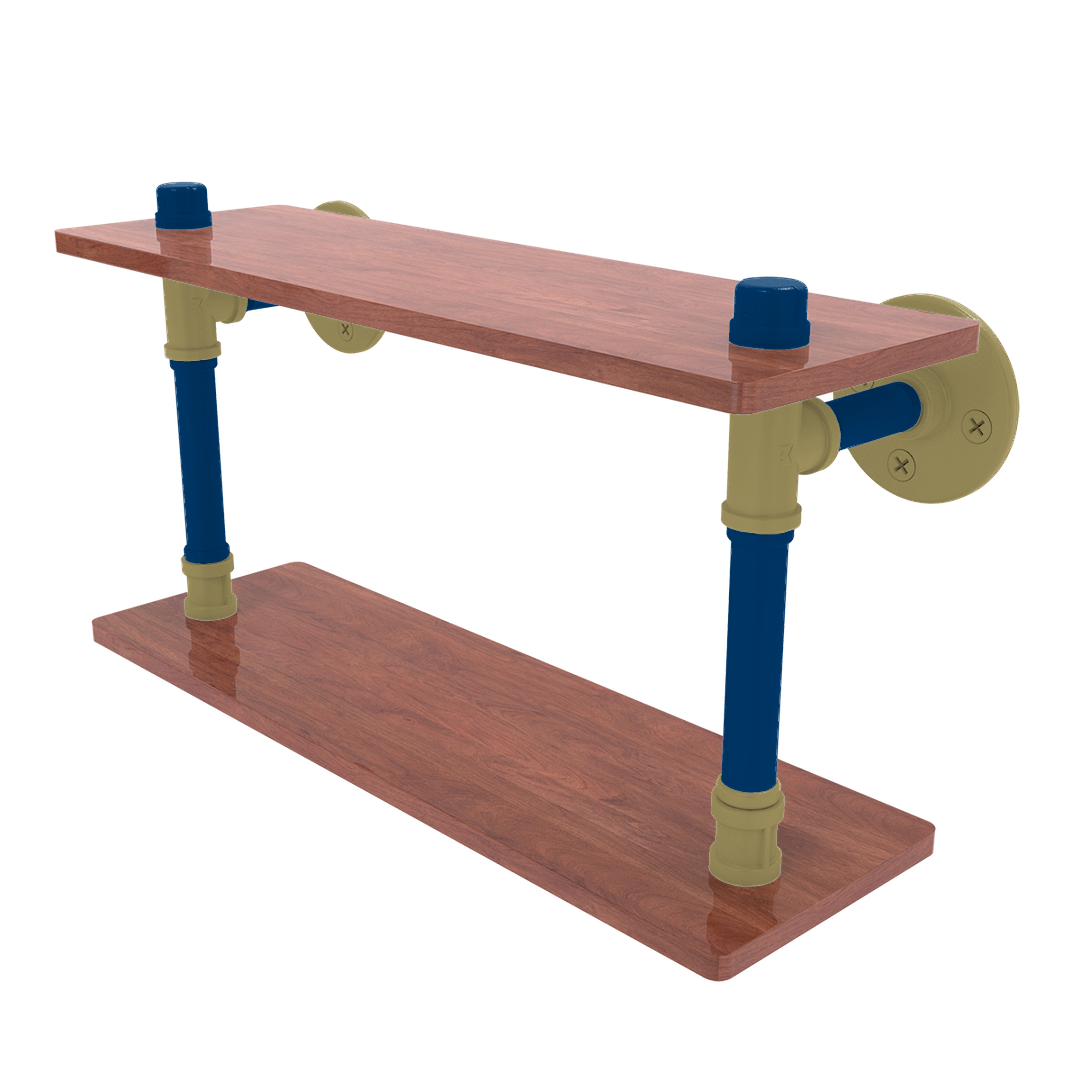 Collegiate Collection Wood Double Shelf Atlanta Gold and White Edition