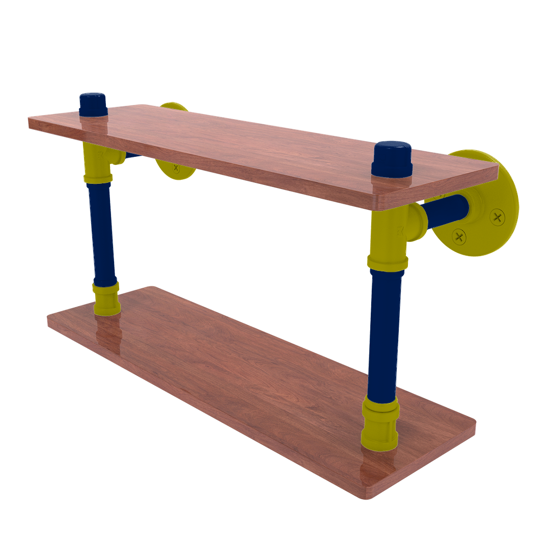 Collegiate Collection Wood Double Shelf Steel City Game Day Edition