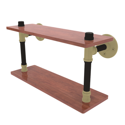 Collegiate Collection Wood Double Shelf Boulder Black and Gold Edition