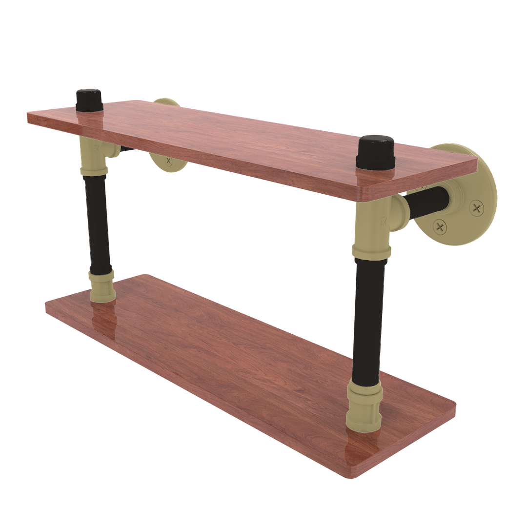 Collegiate Collection Wood Double Shelf Boulder Black and Gold Edition