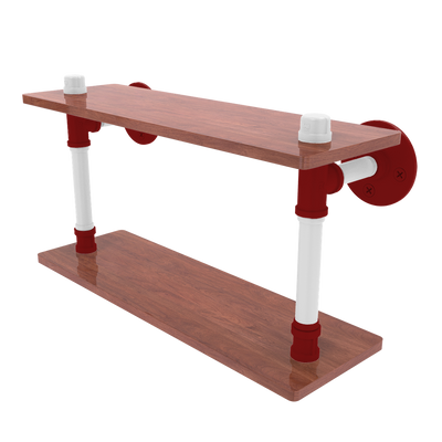 Collegiate Collection Wood Double Shelf Silicon Valley Red and White Edition