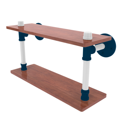 Collegiate Collection Wood Double Shelf Hartford Blue and White Edition
