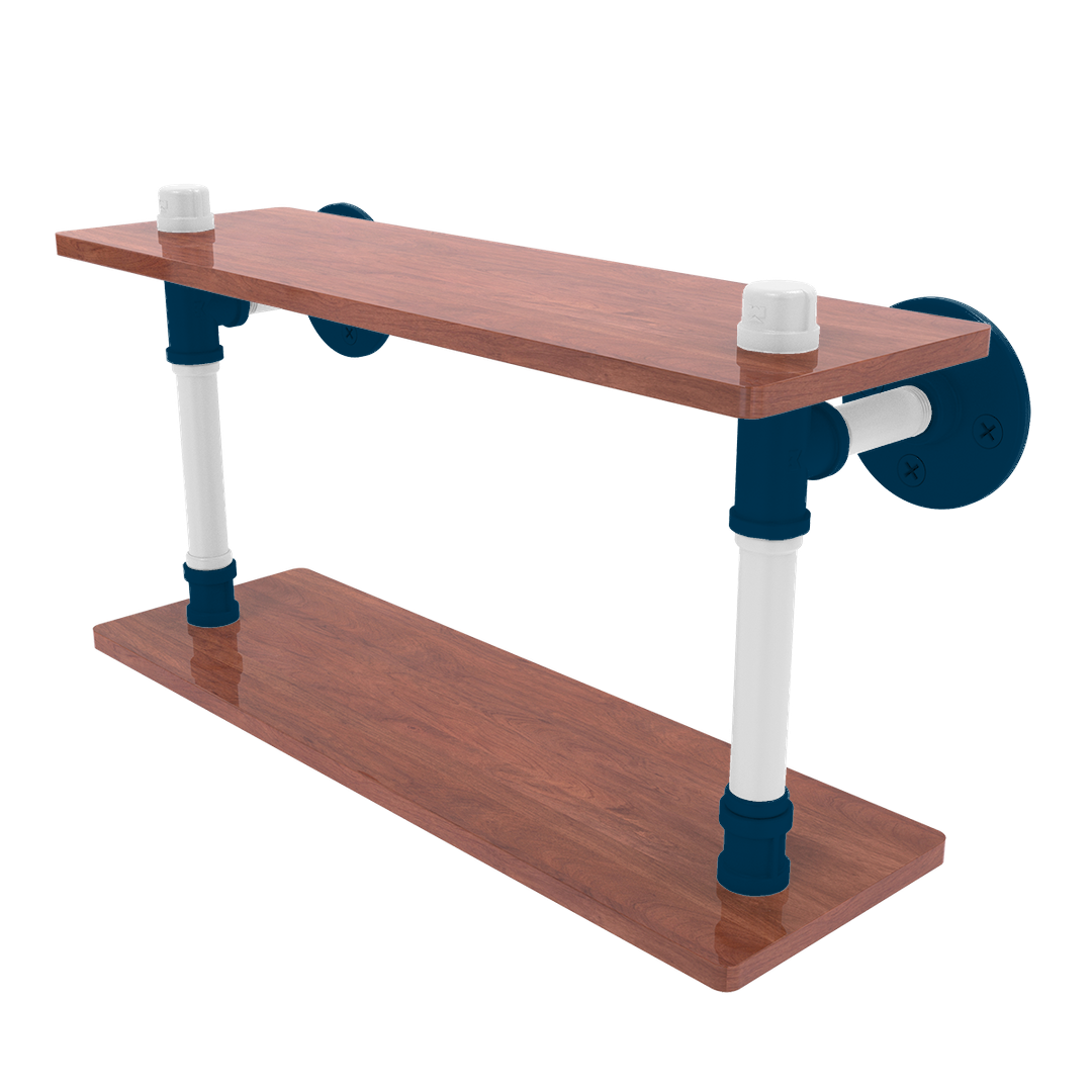 Collegiate Collection Wood Double Shelf Hartford Blue and White Edition