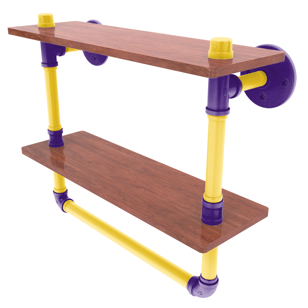 Collegiate Collection Double Wood Shelf with Towel Bar Bayou Bold Edition