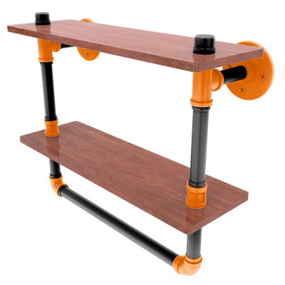Collegiate Collection Double Wood Shelf with Towel Bar Stillwater Orange and Black Edition