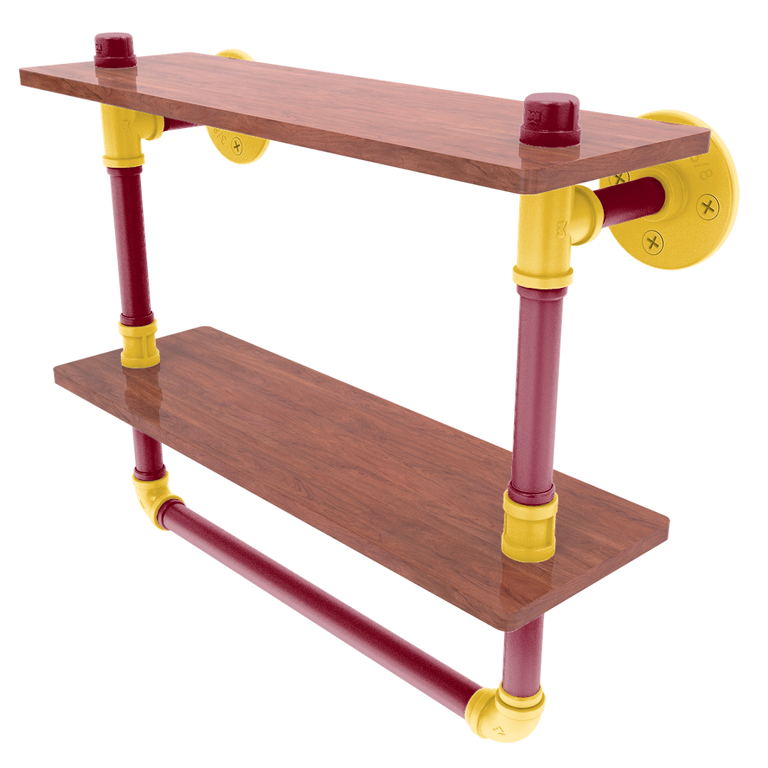 Collegiate Collection Double Wood Shelf with Towel Bar Twin Cities Maroon and Gold Edition