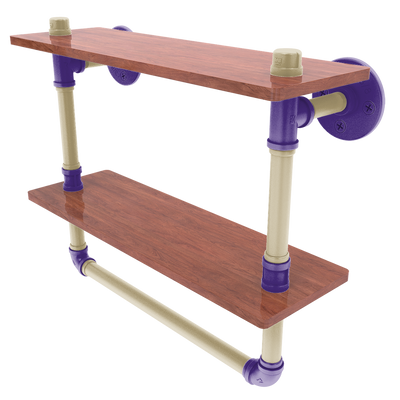 Collegiate Collection Double Wood Shelf with Towel Bar Seattle Purple and Gold Edition