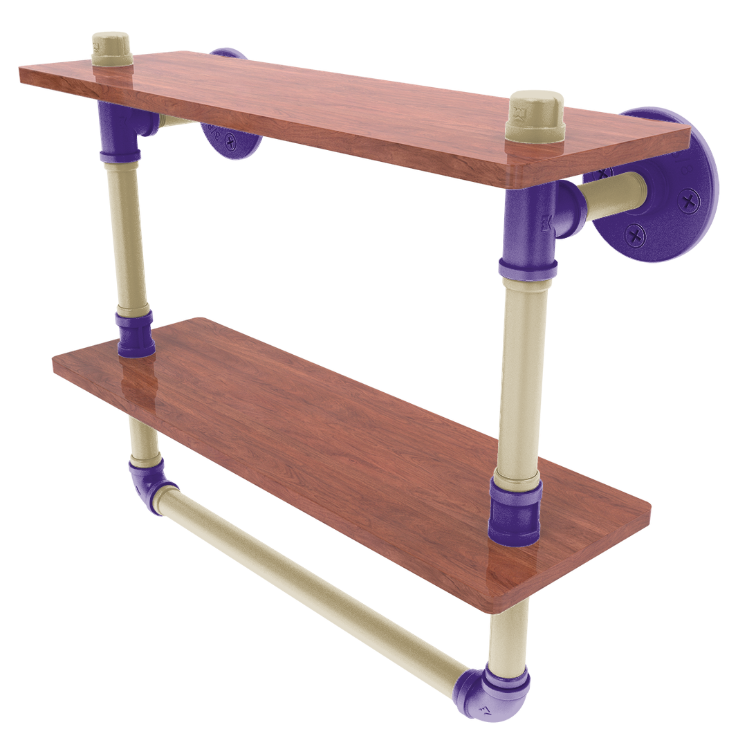 Collegiate Collection Double Wood Shelf with Towel Bar Seattle Purple and Gold Edition
