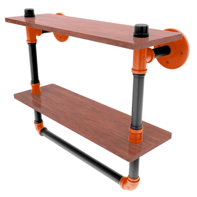 Collegiate Collection Double Wood Shelf with Towel Bar Corvallis Orange and Black Edition