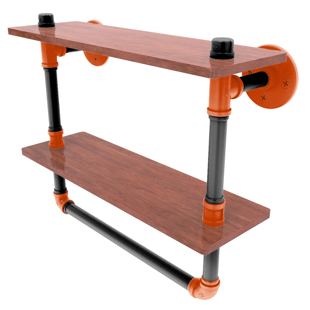 Collegiate Collection Double Wood Shelf with Towel Bar Corvallis Orange and Black Edition