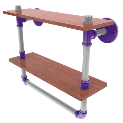 Collegiate Collection Double Wood Shelf with Towel Bar Flint Hills Purple and Silver Edition