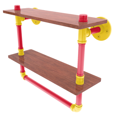 Collegiate Collection Double Wood Shelf with Towel Bar Chesapeake Red Black and Gold Edition
