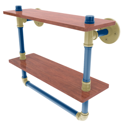 Collegiate Collection Double Wood Shelf with Towel Bar Atlanta Gold and White Edition