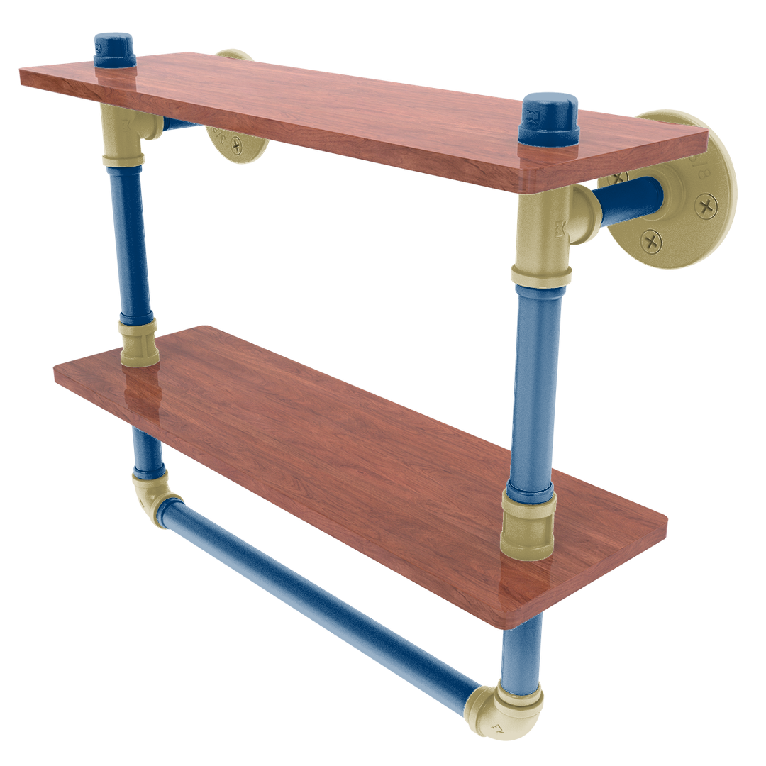 Collegiate Collection Double Wood Shelf with Towel Bar Atlanta Gold and White Edition