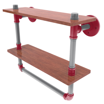 Collegiate Collection Double Wood Shelf with Towel Bar Pullman Crimson and Gray Edition